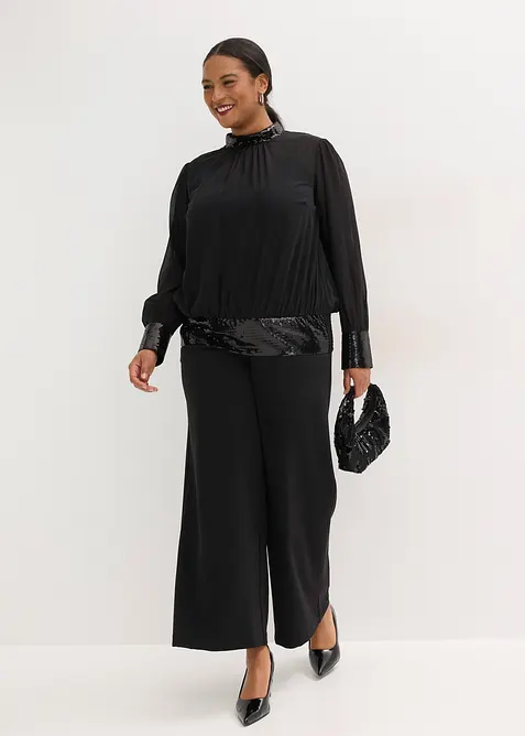 Blustopp av tunn tyll med paljetter, bonprix