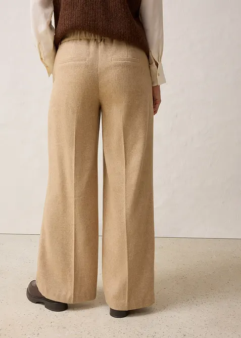 Byxa med vida ben och ylleandel, bonprix