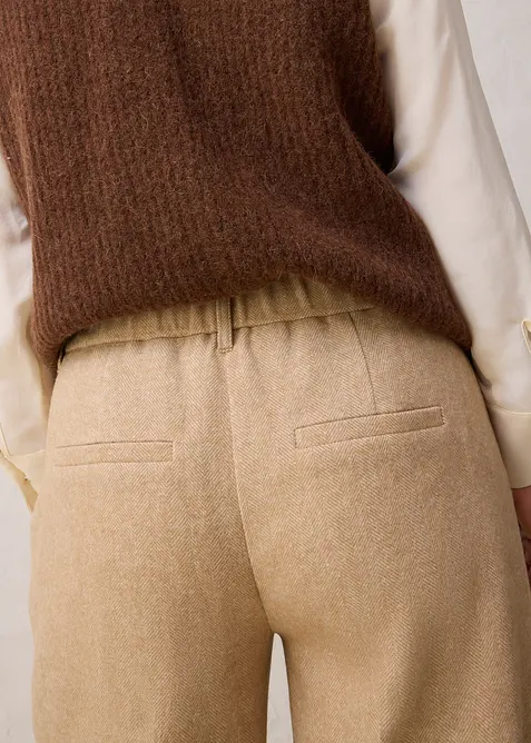 Byxa med vida ben och ylleandel, bonprix