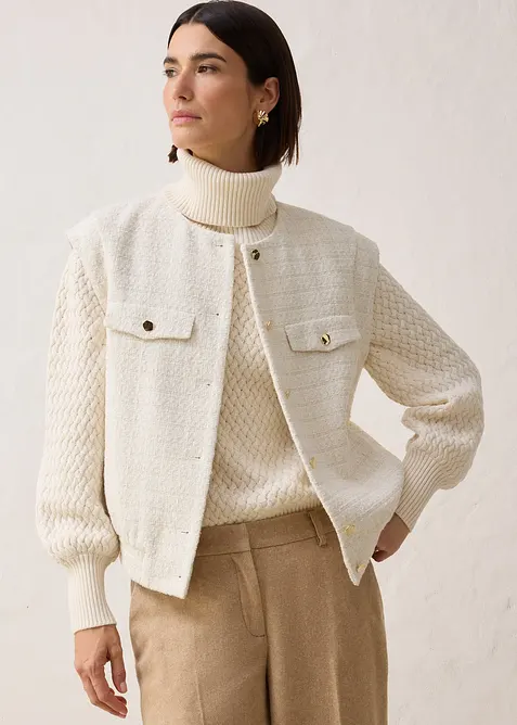 Kavajv&auml;st med ylleandel, bonprix