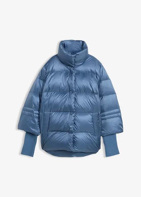 Dunjacka med återvunnet dun och stickade ärmar, bonprix