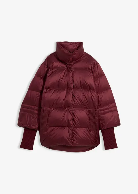 Dunjacka med återvunnet dun och stickade ärmar, bonprix