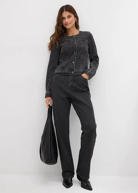 Jeansjacka med strass, bonprix