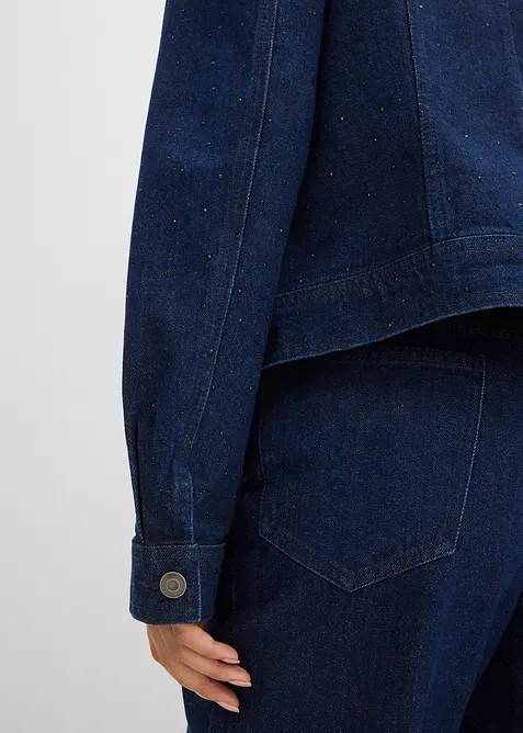 Jeansjacka med strass, bonprix