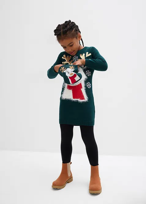 Stickad kl&auml;nning och v&auml;ska (2 delar), bonprix