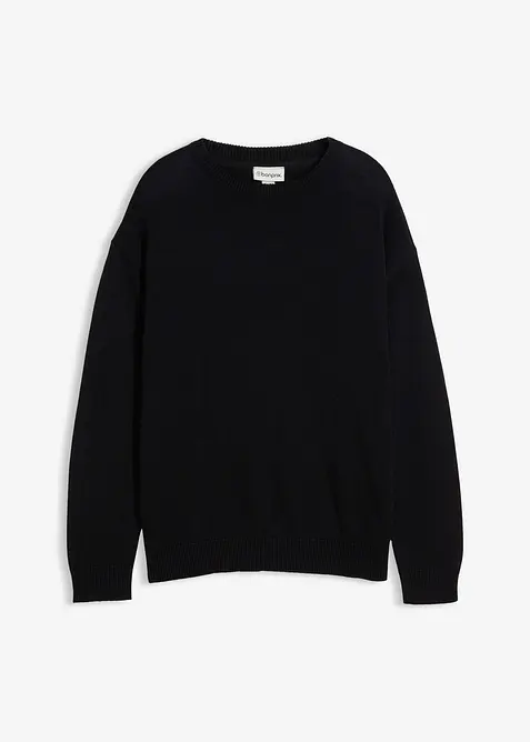 Tröja med rund halsringning i bomullsblandning, Loose Fit, bonprix