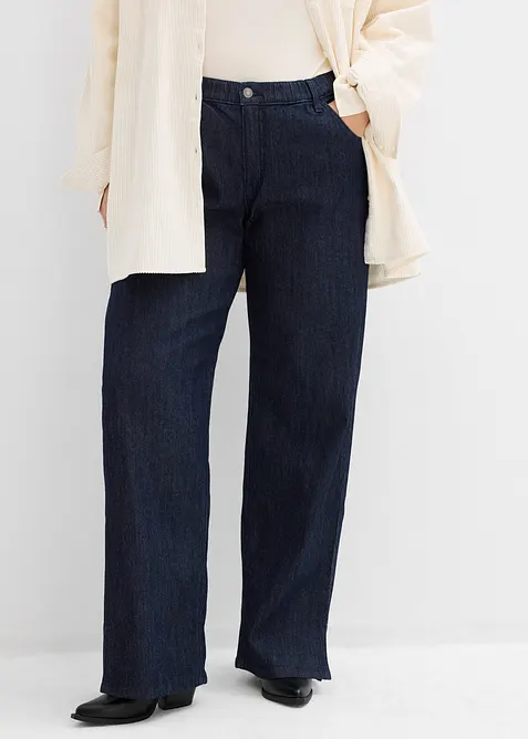 Wide Leg Jeans High Waist med bekväm midja, bonprix