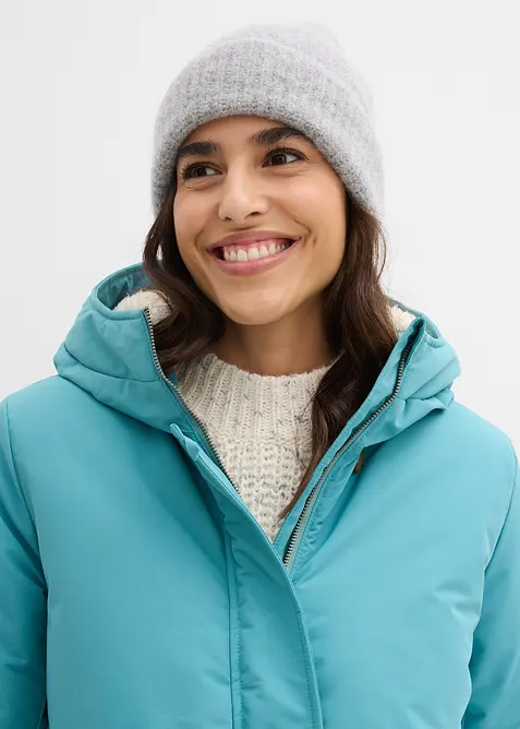 Vinterkappa med teddypäls i huvan, bonprix