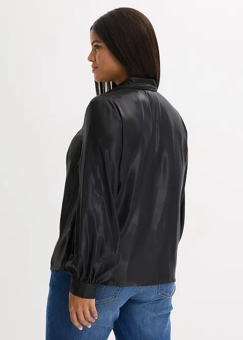 Skjortblus i glänsande satin, bonprix