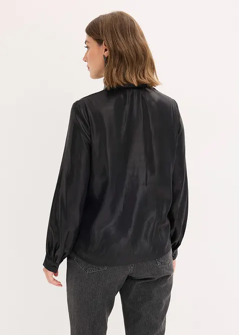 Skjortblus i glänsande satin, bonprix