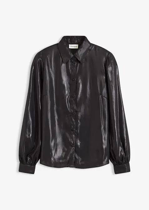 Skjortblus i glänsande satin, bonprix