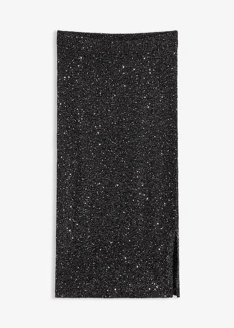 Stickad kjol med paljetter, bonprix