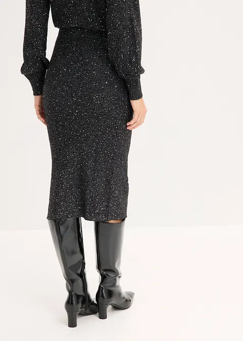 Stickad kjol med paljetter, bonprix