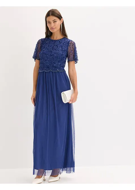 Maxiklänning av finaste tyll med paljettbroderi, bonprix