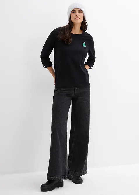 L&aring;ng&auml;rmad topp i ekologisk bomull, bonprix