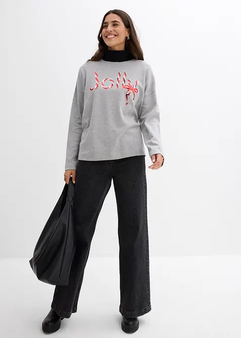 Långärmad topp i ekologisk bomull, bonprix