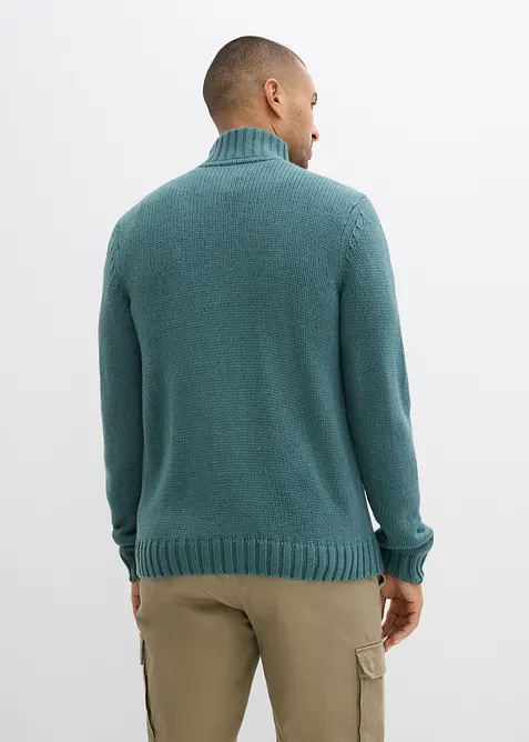 Grovstickad cardigan med flätmönster, bonprix