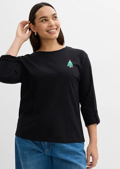 L&aring;ng&auml;rmad topp i ekologisk bomull, bonprix