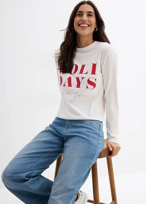 Långärmad topp med ekologisk bomull, bonprix