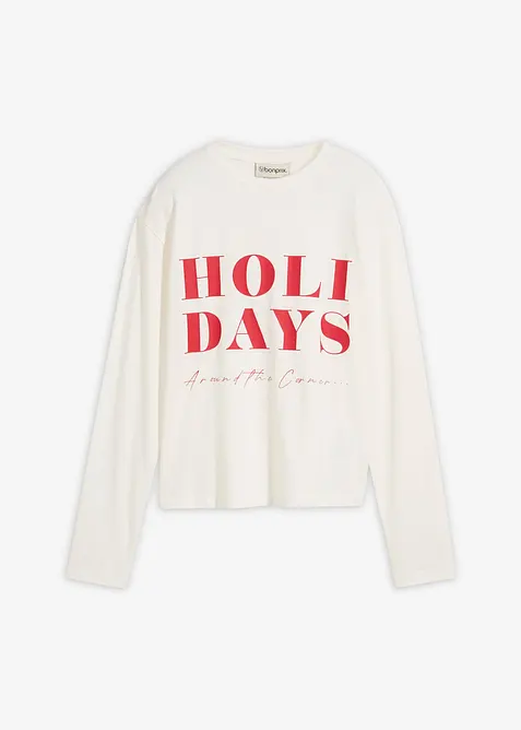 Långärmad topp med ekologisk bomull, bonprix