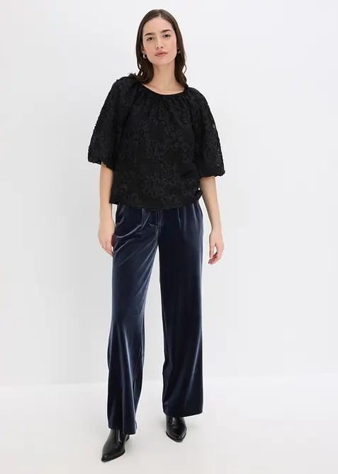 Dra p&aring;-blus med blomm&ouml;nstrad struktur, bonprix