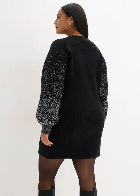 Stickad klänning med glittrig effekt, bonprix