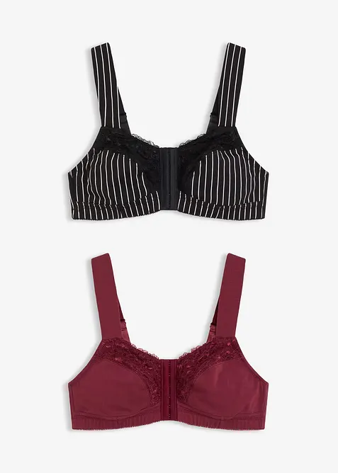 BH med framknäppning, utan bygel, med ekologisk bomull (2-pack), bonprix