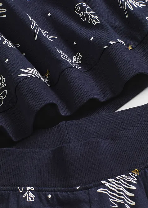 Pyjamas av ren bomull med glittermönster, bonprix