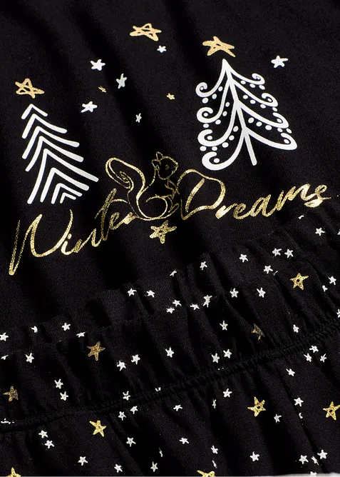 Pyjamas i bomull med glittrigt tryck, bonprix