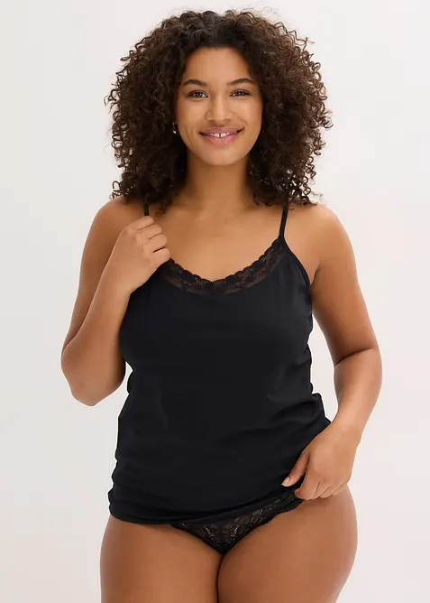 Linne med ekologisk bomull och spets (2-pack), bonprix