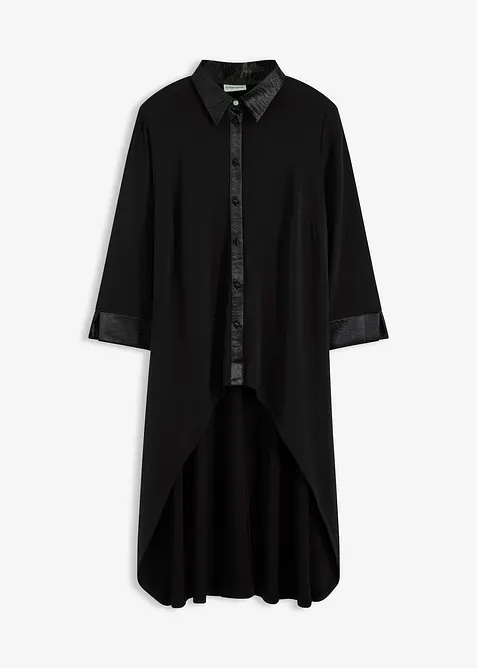 Jerseyblus med satinbesättningar, bonprix