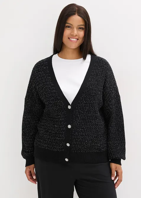 Cardigan i följsam viskosmix, bonprix