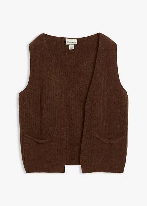 Grovstickad väst med alpackaull, bonprix