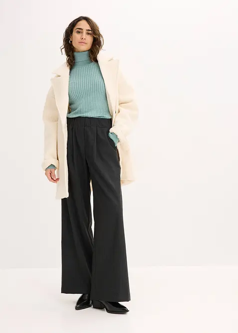 Ribbstickad polotröja, bonprix