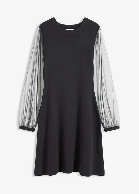 Stickad klänning i följsam viskosmix, bonprix