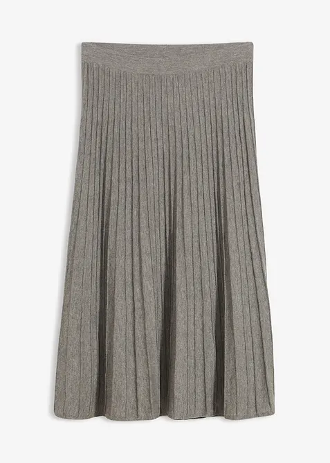 Stickad kjol med merinoull, bonprix