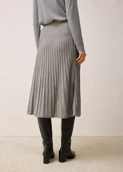 Stickad kjol med merinoull, bonprix