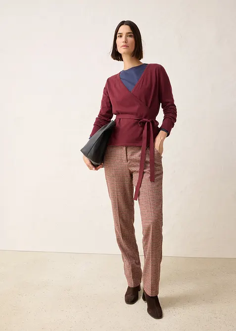 Omlottcardigan i bomull och merinoull, bonprix