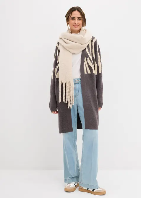 Stickad kofta med zebramönster, bonprix