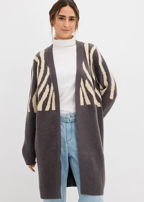 Stickad kofta med zebramönster, bonprix