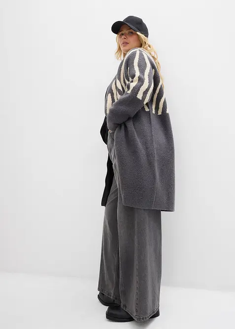 Stickad kofta med zebramönster, bonprix