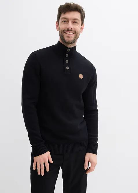 Tr&ouml;ja i bomullsmix med krage och knappar, bonprix