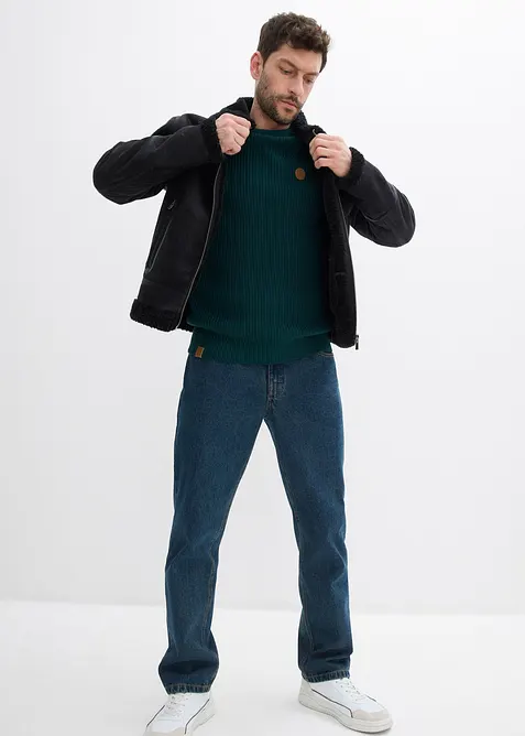 Tr&ouml;ja med rund halsringning, av mjuk bomullsmix, bonprix