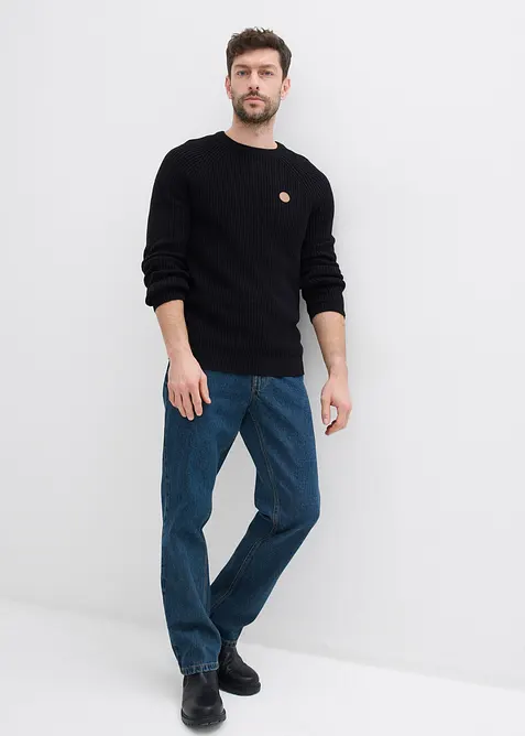 Tröja med rund halsringning, av mjuk bomullsmix, bonprix