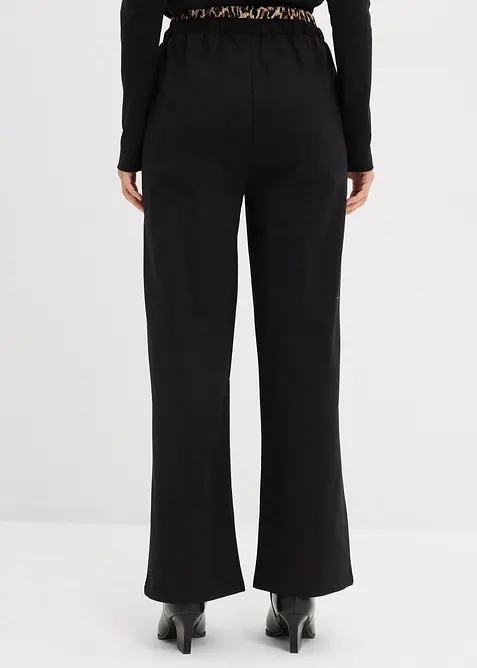 Vid trikåbyxa med kontrasterande linning, bonprix