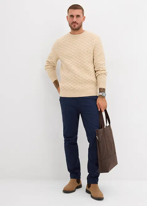 Tröja med rund halsringning och strukturmönster, bonprix