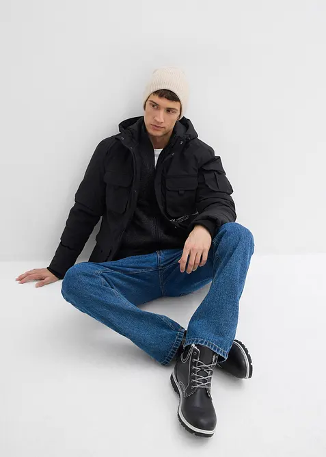 Vadderad jacka med sportiga detaljer, bonprix