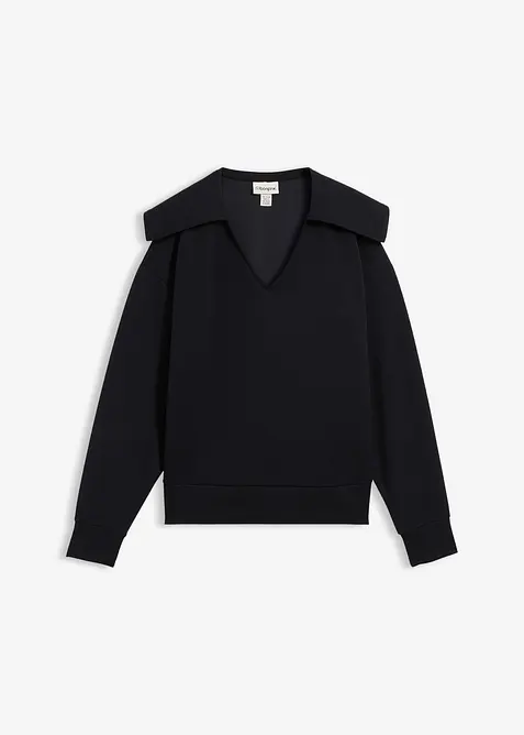 Sweatshirt med generös krage, av viskosmix, bonprix