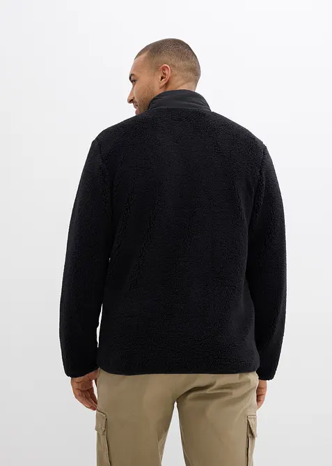 Teddyfleecejacka med praktiska fickor och sportiga detaljer, bonprix