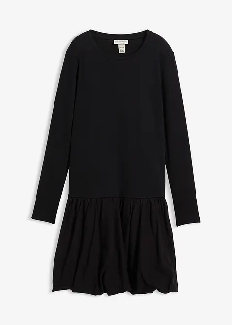 Trikåklänning med ballongformad kjoldel, bonprix